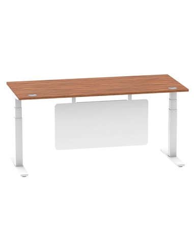Dynamic Air Modesty 1800 x 800mm Height Adjustable Office Desk Walnut Top Cable Ports Modesty Panel HA01348