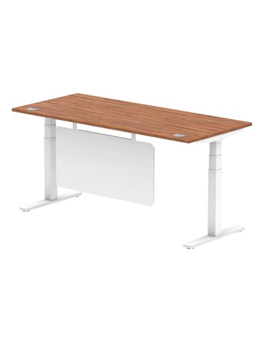 Dynamic Air Modesty 1800 x 800mm Height Adjustable Office Desk Walnut Top Cable Ports Modesty Panel HA01348