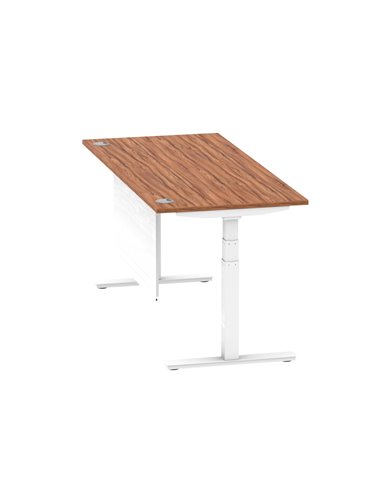 Dynamic Air Modesty 1800 x 800mm Height Adjustable Office Desk Walnut Top Cable Ports Modesty Panel HA01348