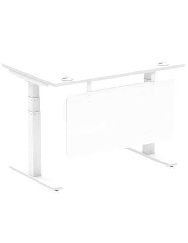 Dynamic Air Modesty 1200 x 800mm Height Adjustable Office Desk White Top Cable Ports Modesty Panel HA01349