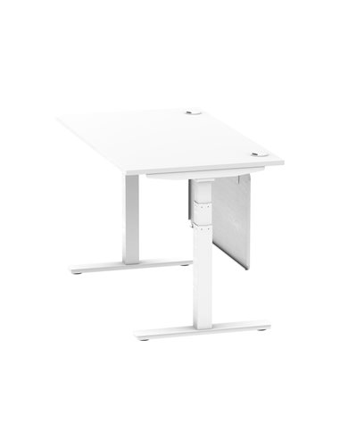Dynamic Air Modesty 1400 x 800mm Height Adjustable Office Desk White Top Cable Ports Modesty Panel HA01350