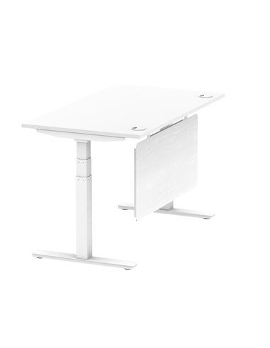 Dynamic Air Modesty 1400 x 800mm Height Adjustable Office Desk White Top Cable Ports Modesty Panel HA01350