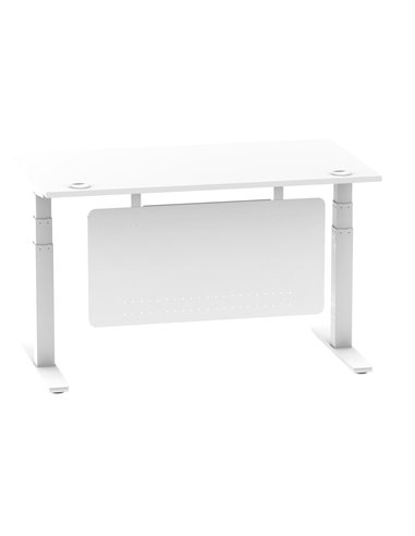 Dynamic Air Modesty 1400 x 800mm Height Adjustable Office Desk White Top Cable Ports Modesty Panel HA01350