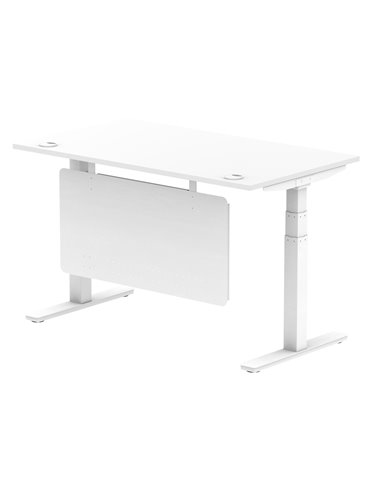 Dynamic Air Modesty 1400 x 800mm Height Adjustable Office Desk White Top Cable Ports Modesty Panel HA01350