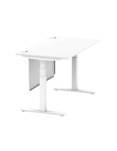 Dynamic Air Modesty 1400 x 800mm Height Adjustable Office Desk White Top Cable Ports Modesty Panel HA01350