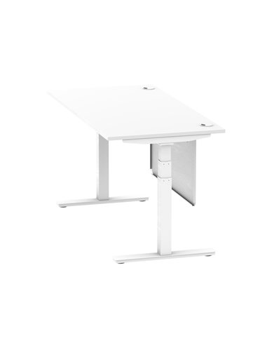 Dynamic Air Modesty 1600 x 800mm Height Adjustable Office Desk White Top Cable Ports Modesty Panel HA01351