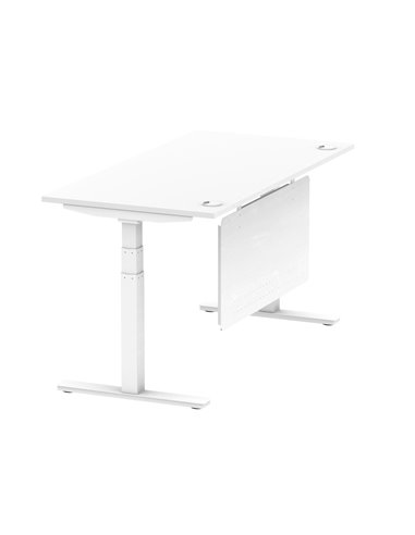 Dynamic Air Modesty 1600 x 800mm Height Adjustable Office Desk White Top Cable Ports Modesty Panel HA01351