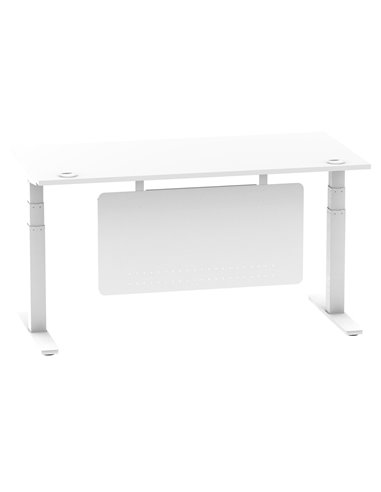 Dynamic Air Modesty 1600 x 800mm Height Adjustable Office Desk White Top Cable Ports Modesty Panel HA01351