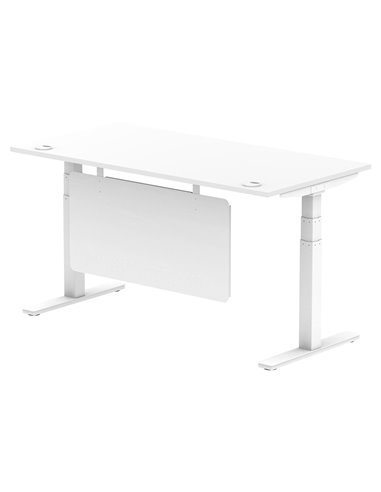 Dynamic Air Modesty 1600 x 800mm Height Adjustable Office Desk White Top Cable Ports Modesty Panel HA01351