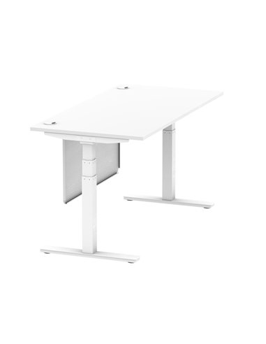 Dynamic Air Modesty 1600 x 800mm Height Adjustable Office Desk White Top Cable Ports Modesty Panel HA01351