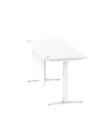 Dynamic Air Modesty 1800 x 800mm Height Adjustable Office Desk White Top Cable Ports Modesty Panel HA01352