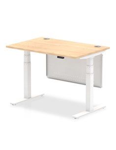 Dynamic Air Modesty 1200 x 800mm Height Adjustable Office Desk Maple Top Cable Ports Modesty Panel HA01353
