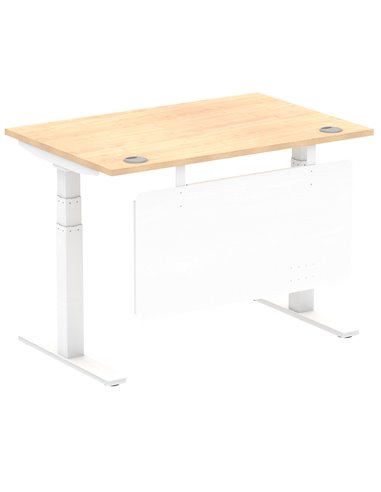 Dynamic Air Modesty 1200 x 800mm Height Adjustable Office Desk Maple Top Cable Ports Modesty Panel HA01353