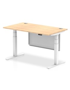 Dynamic Air Modesty 1400 x 800mm Height Adjustable Office Desk Maple Top Cable Ports Modesty Panel HA01354