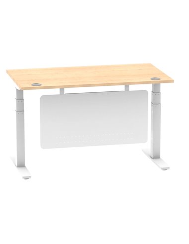 Dynamic Air Modesty 1400 x 800mm Height Adjustable Office Desk Maple Top Cable Ports Modesty Panel HA01354