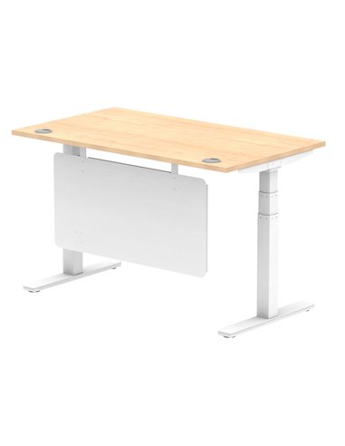 Dynamic Air Modesty 1400 x 800mm Height Adjustable Office Desk Maple Top Cable Ports Modesty Panel HA01354