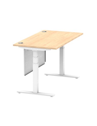 Dynamic Air Modesty 1400 x 800mm Height Adjustable Office Desk Maple Top Cable Ports Modesty Panel HA01354