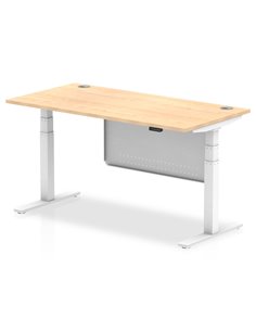 Dynamic Air Modesty 1600 x 800mm Height Adjustable Office Desk Maple Top Cable Ports Modesty Panel HA01355