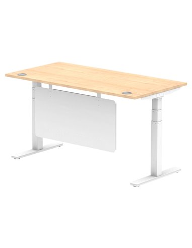 Dynamic Air Modesty 1600 x 800mm Height Adjustable Office Desk Maple Top Cable Ports Modesty Panel HA01355