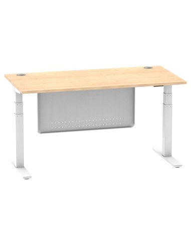 Dynamic Air Modesty 1600 x 800mm Height Adjustable Office Desk Maple Top Cable Ports Modesty Panel HA01355
