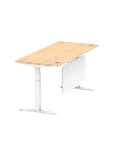 Dynamic Air Modesty 1800 x 800mm Height Adjustable Office Desk Maple Top Cable Ports Modesty Panel HA01356