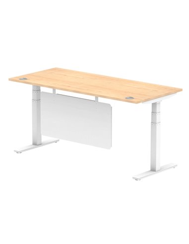 Dynamic Air Modesty 1800 x 800mm Height Adjustable Office Desk Maple Top Cable Ports Modesty Panel HA01356