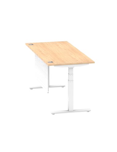Dynamic Air Modesty 1800 x 800mm Height Adjustable Office Desk Maple Top Cable Ports Modesty Panel HA01356