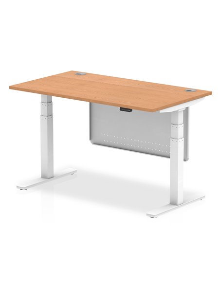Dynamic Air Modesty 1400 x 800mm Height Adjustable Office Desk Oak Top Cable Ports Modesty Panel HA01358 - pic 77890 | FastDaddyshop