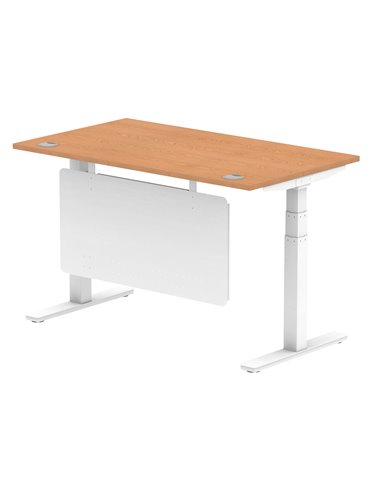 Dynamic Air Modesty 1400 x 800mm Height Adjustable Office Desk Oak Top Cable Ports Modesty Panel HA01358