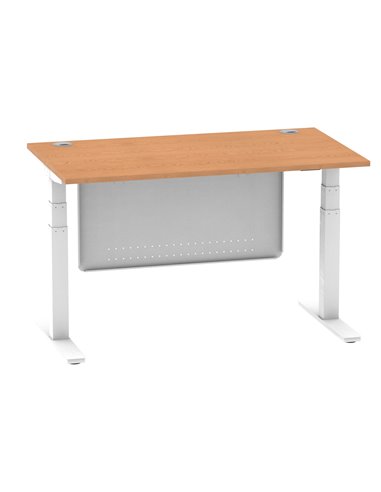 Dynamic Air Modesty 1400 x 800mm Height Adjustable Office Desk Oak Top Cable Ports Modesty Panel HA01358