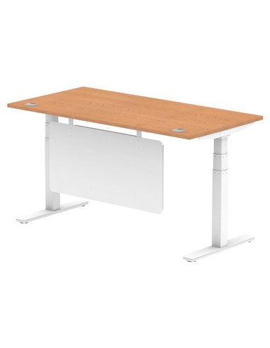 Dynamic Air Modesty 1600 x 800mm Height Adjustable Office Desk Oak Top Cable Ports Modesty Panel HA01359
