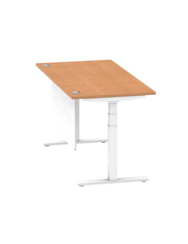 Dynamic Air Modesty 1600 x 800mm Height Adjustable Office Desk Oak Top Cable Ports Modesty Panel HA01359