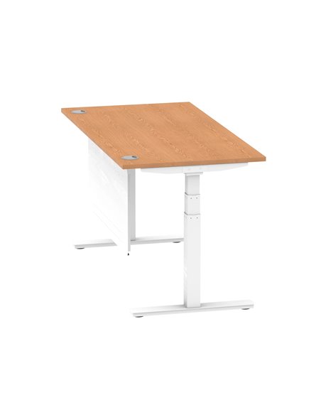 Dynamic Air Modesty 1600 x 800mm Height Adjustable Office Desk Oak Top Cable Ports Modesty Panel HA01359 - pic 77903 | FastDaddyshop