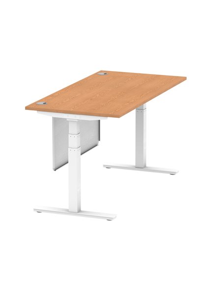 Dynamic Air Modesty 1600 x 800mm Height Adjustable Office Desk Oak Top Cable Ports Modesty Panel HA01359 - pic 77904 | FastDaddyshop