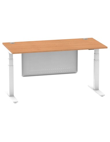 Dynamic Air Modesty 1600 x 800mm Height Adjustable Office Desk Oak Top Cable Ports Modesty Panel HA01359