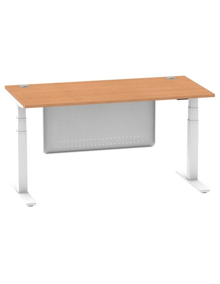 Dynamic Air Modesty 1600 x 800mm Height Adjustable Office Desk Oak Top Cable Ports Modesty Panel HA01359 - pic 77905 | FastDaddyshop