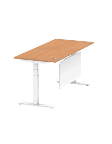 Dynamic Air Modesty 1800 x 800mm Height Adjustable Office Desk Oak Top Cable Ports Modesty Panel HA01360