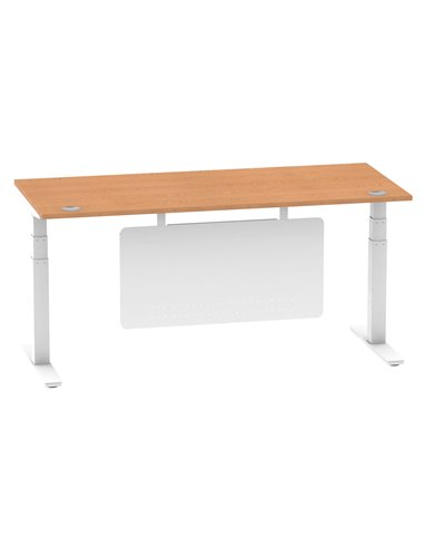 Dynamic Air Modesty 1800 x 800mm Height Adjustable Office Desk Oak Top Cable Ports Modesty Panel HA01360
