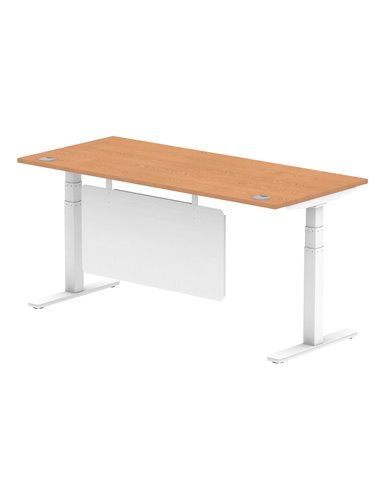 Dynamic Air Modesty 1800 x 800mm Height Adjustable Office Desk Oak Top Cable Ports Modesty Panel HA01360