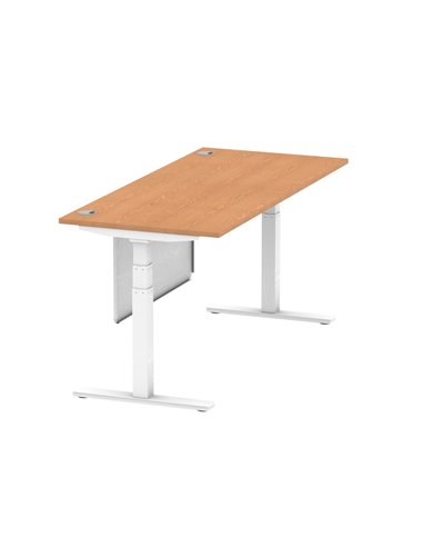 Dynamic Air Modesty 1800 x 800mm Height Adjustable Office Desk Oak Top Cable Ports Modesty Panel HA01360