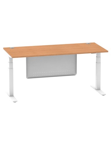 Dynamic Air Modesty 1800 x 800mm Height Adjustable Office Desk Oak Top Cable Ports Modesty Panel HA01360
