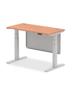 Dynamic Air Modesty 1200 x 600mm Height Adjustable Office Desk Beech Top Cable Ports Modesty Panel HA01361