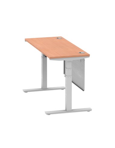 Dynamic Air Modesty 1400 x 600mm Height Adjustable Office Desk Beech Top Cable Ports Modesty Panel HA01362