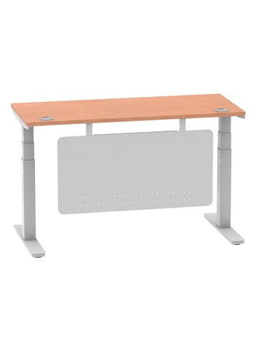 Dynamic Air Modesty 1400 x 600mm Height Adjustable Office Desk Beech Top Cable Ports Modesty Panel HA01362