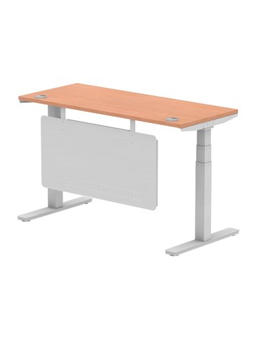 Dynamic Air Modesty 1400 x 600mm Height Adjustable Office Desk Beech Top Cable Ports Modesty Panel HA01362