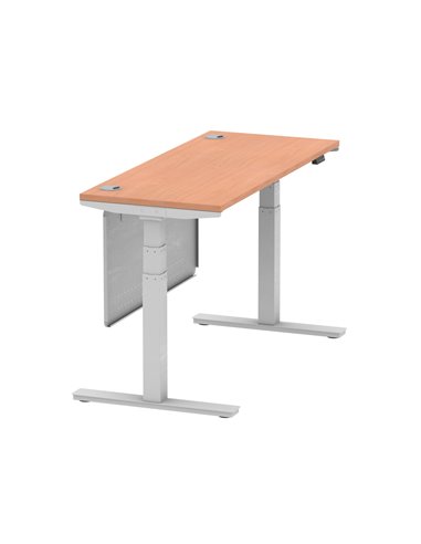 Dynamic Air Modesty 1400 x 600mm Height Adjustable Office Desk Beech Top Cable Ports Modesty Panel HA01362