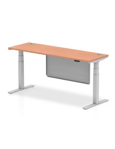 Dynamic Air Modesty 1800 x 600mm Height Adjustable Office Desk Beech Top Cable Ports Modesty Panel HA01364
