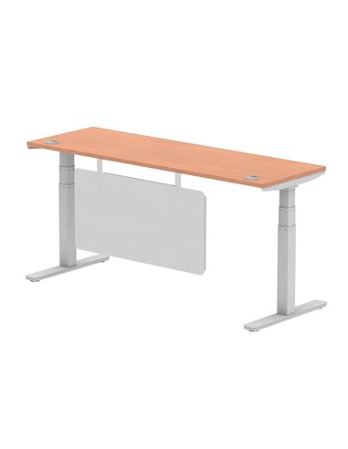 Dynamic Air Modesty 1800 x 600mm Height Adjustable Office Desk Beech Top Cable Ports Modesty Panel HA01364