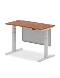 Dynamic Air Modesty 1200 x 600mm Height Adjustable Office Desk Walnut Top Cable Ports Modesty Panel HA01365