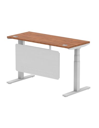 Dynamic Air Modesty 1400 x 600mm Height Adjustable Office Desk Walnut Top Cable Ports Modesty Panel HA01366
